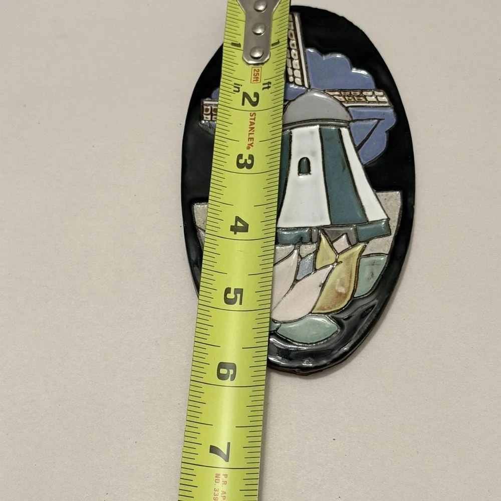 VTG Dutch Cloisonne Ceramic Tile Oval Windmill Henk Potters Pottenbakkerij Rare